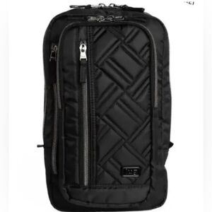 Lug Black Quilted Sling Cross-Body Backpack W/Multi-Zipped Pockets